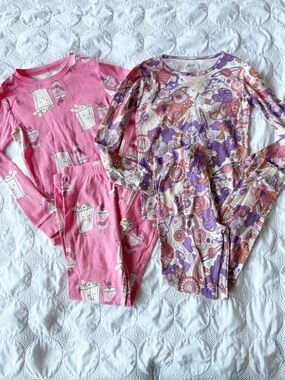 Carter's Girls Pajama Sets Pink Popcorn Psychedelic Unicorn Long Sleeve Pants